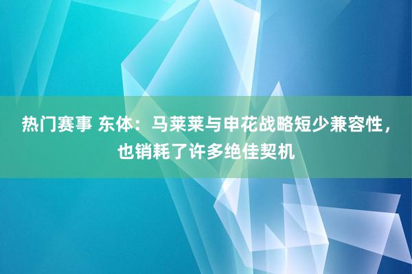 热门赛事 东体：马莱莱与申花战略短少兼容性，也销耗了许多绝佳契机