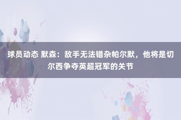 球员动态 默森：敌手无法错杂帕尔默，他将是切尔西争夺英超冠军的关节