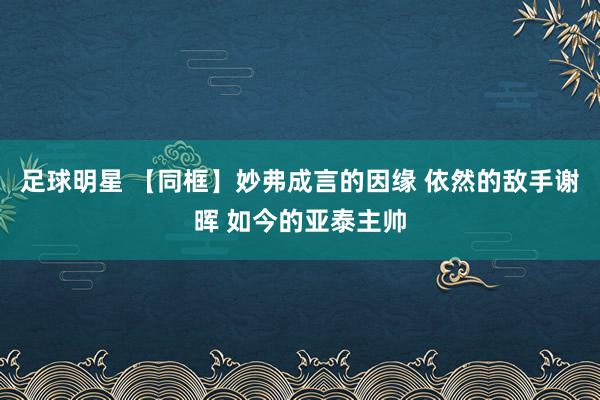 足球明星 【同框】妙弗成言的因缘 依然的敌手谢晖 如今的亚泰主帅